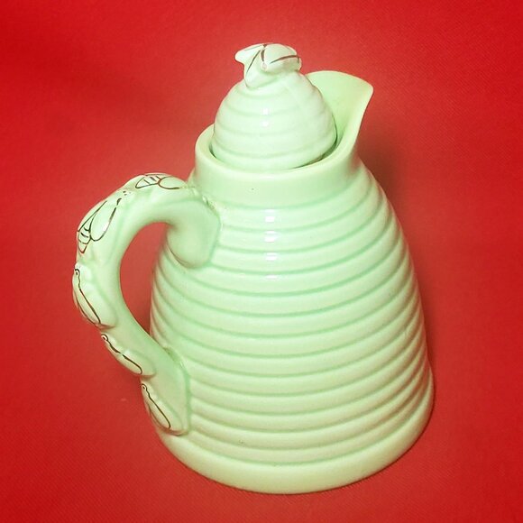 Vintage Green Beehive Honey Pot Ceramic with Lid - Picture 8 of 12